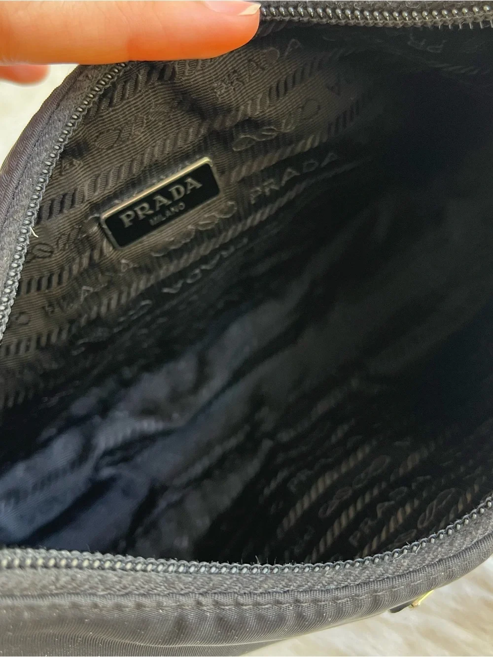 PRADA Re-Edition 2000 Black Nylon Hobo Baguette Shoulder Bag Galleria
